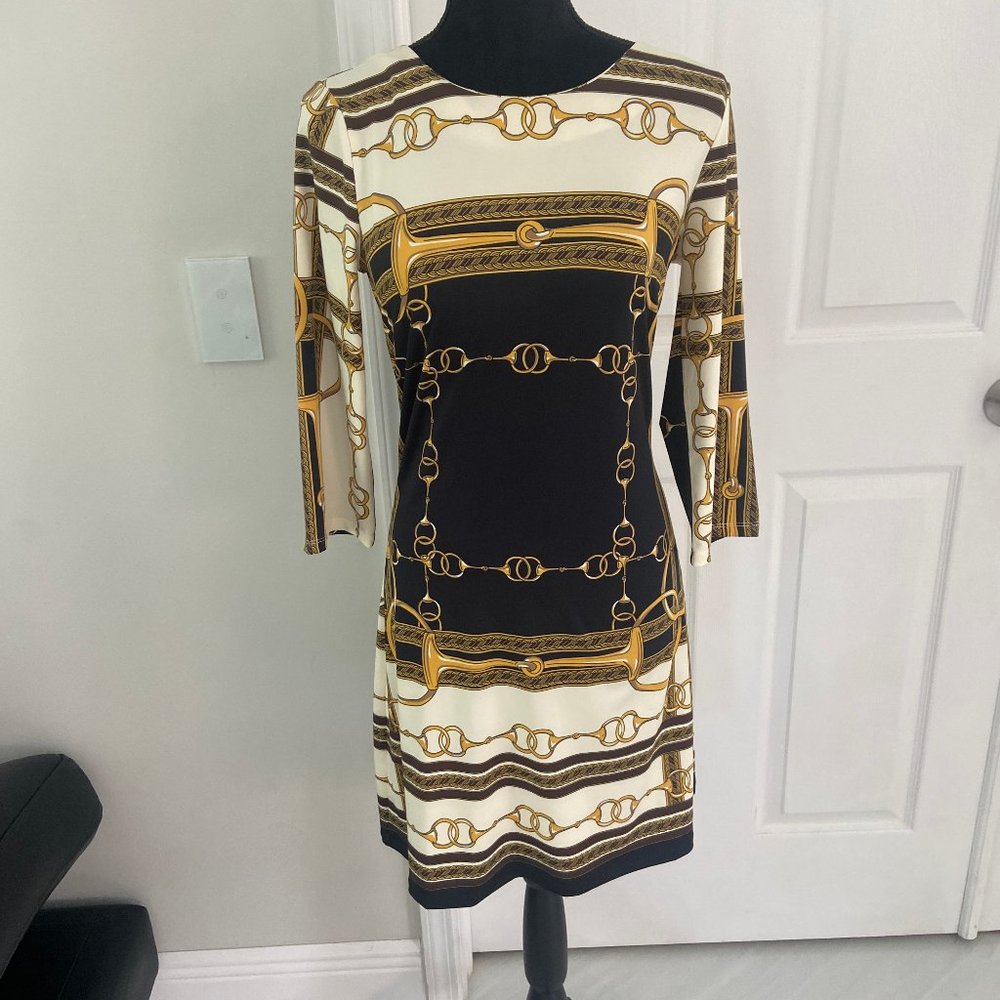 BNWT Julue Brown chain link dress size Small